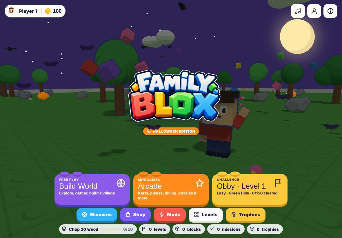FamilyBlox main menu
